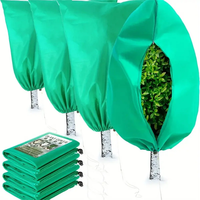 4-Pack Winter Plant Protection Covers 80x120cm Green Zipper Drawstring Cold Weather Jackets Shrubs and Trees Freezing Pr