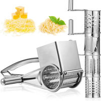 4 PCS Handheld Stainless Steel Rotary Cheese Grater Kitchen Tool Garlic Carrot Cutter Slicer Shredder Grinder
