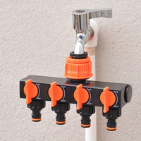 4 Way Garden Hose Splitter Faucet Hose Connector Hose Water Divider With 4 Separate Switches For Outdoor Sprinkler Syste