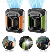 4000mAh Portable Waist Clip LED Light Fan Power Bank Mini Hanging Neck Fan USB Rechargeable Fan Small Outdoor Camping Wa