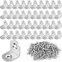 40/16Pcs L Bracket Stainless Steel 90 Degree Corner Braces with Screws for Shelves Furniture Reinforcement and Woodworki