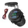 4.2A Waterproof Car 2 Port Dual USB Charger Socket Power Outlet with LED Voltmeter for 12-24V Car Boat Marine ATV Motorc