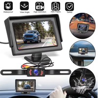 4.3inch Car Rear View License Plate Backup Camera with Monitor Screen for Vehicle Van Night Vision Reverse HD Parking Sy