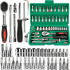 46PCS Drive Socket Set 1/4 inch Ratchet Wrench with Metric Hex Bit Mechanic Tool Kits for Auto Repair House