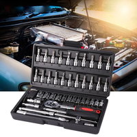 46Pcs Socket Wrench Set Combo Tool Auto Repair Screwdriver Combination 1/4 Inch Ratchet Wrench Set with Metric Drill Bit