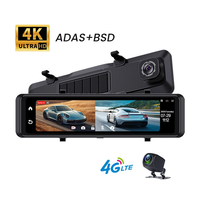4K Car Rear View Mirror Dash Cam 1080P Rear Camera 4G LTE GPS ADAS BSD WiFi Monitoring Car DVR
