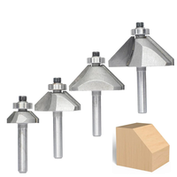 4PCS 45 Degree Chamfer Router Bit Set 1/4 Shank Carbide Tipped 1/4 1/2 3/4 7/8 Bevel Length for Edge Forming Woodwo