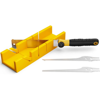 4pcs Hand Saw Set Wood Cutting Kit Precision Miter Box 3 Replaceable High Carbon Steel Blades Hardwood Softwood MDF PVC