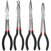 4PCS Long Needle Nose Pliers Set 11 Inch Carbon Steel with Rubber-Coated Grips for Automotive Repair Jewelry Making Craf