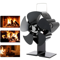 5 Blade Fireplace Fan Mini Heat Powered Stove Fan Log Wood Burner Eco-fan Quiet Home Fireplace Fan Efficient Heat Distri