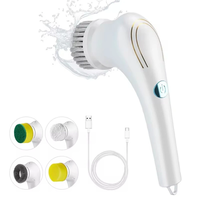 5-in-1 Electric Cleaning Brush USB Rechargeable Multifunctional Handheld Cleaner with 5 Brush Heads Compact and Portable