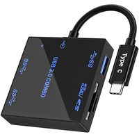 5-in-1 Type-C Docking Station with USB3.0*3 / TF&SD Card Reader Slot Multiports External Hubs Adapter with LED Backlight