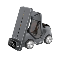 5 in 1 Wireless Fast Charger Phone Holder With Alarm Clock Time For iPhone 16 15 14 13 12 Pro Max Apple Watch 10 9 8 7 6