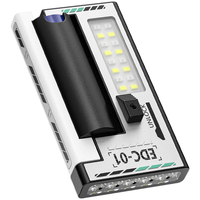 5-LED Magnetic Portable Flashlight With 21700 Battery USB Rechargeable with Digital Display,  Red & Blue Warning Lights, 