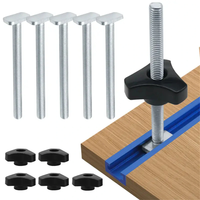 5 Pack T Bolt Knob Kit Miter Track Sliding Nut Woodworking Tool Jigs Screw Fixture For Workbench T-Slot Suitable Use Wit