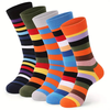5 Pairs Stripe Happy Socks Men Cotton Funny Crew Socks Personality Bright Color BlockMid Long Tube Socks Female Male H