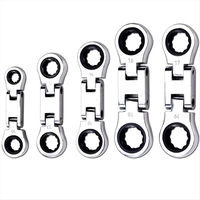5-Piece Flex-Head Stubby Ratcheting Combination Wrench Set Mini Wrench Set Double Box End Flex-Head Mini Spanner Set