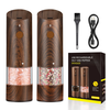 500mAh Electric Pepper Grinder in Wood Grain Color Electric Salt and Pepper Grinder Set with 6 Adjustable Coarseness Adj