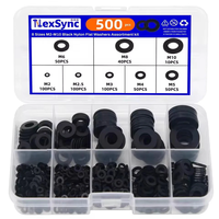 500Pcs 8 Size Black Nylon Flat Washers Set M2 M2.5 M3 M4 M5 M6 M8 M10 Assortment Kit Plane Spacer Insulation Gasket Ring
