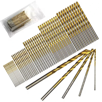 50PCS Titanium Plated Twist Drill Set 1-3mm Shank High Wear Resistance Small Drill Bits for Electric Drills and DIY Wood