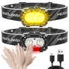 5850 Outdoor LED Headlamp Motion Sensor Control Dual White Yellow Light and Red Safety Light 90° Adjustable Angle IPX4 W