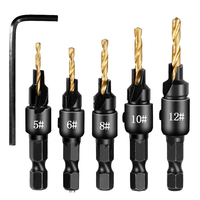 5pcs Countersink Drill Woodworking Drill Bit Set Drilling Pilot Holes For Screw Sizes 5 6 8 10 12