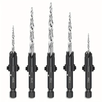 5PCS Countersink Set Countersink HSS Conical Countersink With 1 Hex Wrench Woodworking Countersink Bit
