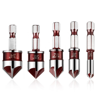 5Pcs Drill Bit Set Premium Countersink Drill Bit with 82-Degree 5 Flutes Quick-Change Hex Shank 1/4 Inch to 3/4 Inch Siz