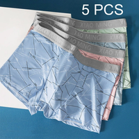 5pcs Men Boxer Briefs Thin Breathable Comfy Quick Drying Stretchy Boxer Underwear Shorts Male Sports Underpants Panties
