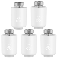 5Pcs Tuya Smart Zigbee3.0 Thermostat Radiator Valve Temperature Schedule Setting Window Open Detection Function APP Remo
