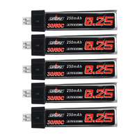 5Pcs URUAV 3.7V 250mAh 30C/60C 1S Lipo Battery PH2.0 for Tiny Whoop TINY6 6X