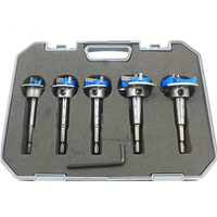 5pcs Woodworking Hole Opener Set Blue Carbide Adjustable Opener Drilling Wood Hinge Drill Bits Detachable Strong Back Pl