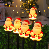 5Pcs/Set Christmas Santa Claus Pathway Lights Garden Stake Lights Solar Powered For Patio Camping Xmas Holiday Party Dec