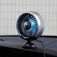 5V USB Car Fan 3 Speed Adjustment Air Cooling Colorful Light 360° Rotation Multi-function Center Console Mini Cooler
