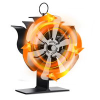 6-Blade Heat Powered Fireplace Fan Powered Fan With Temperature Display Strip Fireplace Fan Wood Fan Silent Operation Ci