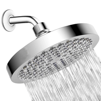 6" High Pressure Rain Shower Head Pressure-boosting Fully-plated Lotus-shaped with Bend Pipe Bathroom Rainfall Shower He