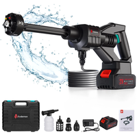 6-in-1 Adjustable Nozzle 21V Portable Power Water Gun with 16.4FT Water Pipe Motor Black Cordless High Pressure Washer