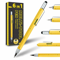 6-in-1 Multitool Pen with Stylus Rulers Level Screwdrivers Durable Aluminum Alloy Body Retractable Design Ideal Gift wit