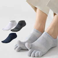 6 Pairs Pure Cotton Five Finger Short Socks Men Sweat Absorbent Antibacterial Breathable Mesh Boat Socks Running Sports