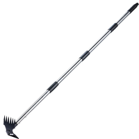 60 Inch Long Handle Weed Puller Tool 2 in 1 Garden Hoe and Rake Stainless Steel Manual Weeder Remover Heavy Duty Cast St