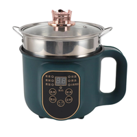 600W Electric Cooking Pot Portable 1.8L Stainless Steel with Timer Removable Cord for Home Camping Picnics Food Grade Ma