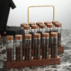 6/10/12 Slots Wood Base Coffee Bean Glass Bottle Display Stand Transparent Glass Tubes Wooden Lids Storage Rack