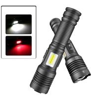 6502BXHP70 Super Bright Zoomable Power Bank LED Flashlight with COB Side Light Hunting Red Blue Light USB Rechargeable