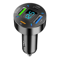 66W Fast Charge Car Charger 4 USB PD20W Type-C QC3.0 Display Car Charger USB Charger 4 Port Car Charger Adapter Voltage