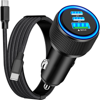 67W 3-Port USB PD Car Charger Adapter USB-A+2USB-C PD3.0/2.0 QC4.0+/03.0/2.0 Support PPS FCP AFC DCP BC1.2 Fast Charging