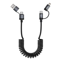 6A 100W USB-A/USB-C to iP/USB-C Telescopic Cable PD Fast Charging Data Transmission Copper Core Line 1.5M Long for iPhon