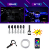 6IN1 8M RGB LED Atmosphere Car Interior Ambient Light Fiber Optic Strips Light by App Control Neon LED Auto Decorative L