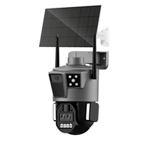 6MP UHD 4G Wireless PTZ Solar Camera Three Lens 10X Zoom Outdoors IP Camera with Solar Panel IR Night Vision PIR Detecti