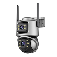 6MP WiFi IP Camera Dual Lens Dual Screen Auto Tracking Color Night Vision 5x Zoom IP66 Outdoor CCTV Security iCSee App E