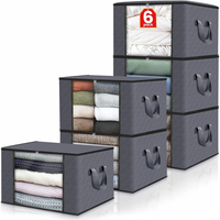 6PC Zipper Waterproof Clothes Storage Bags Large Capacity Dustproof Quilt Blanket Storage Bags
